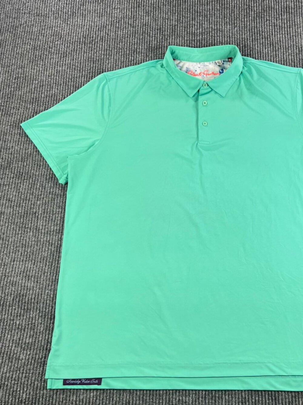 Robert Graham Mens Green Short Sleeve Performance Polo Shirt Classic Fit 2XL